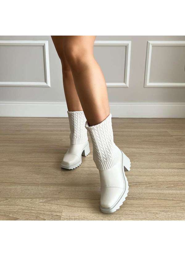 Damannu Shoes - Bota Meia Betina Off White Off White 7