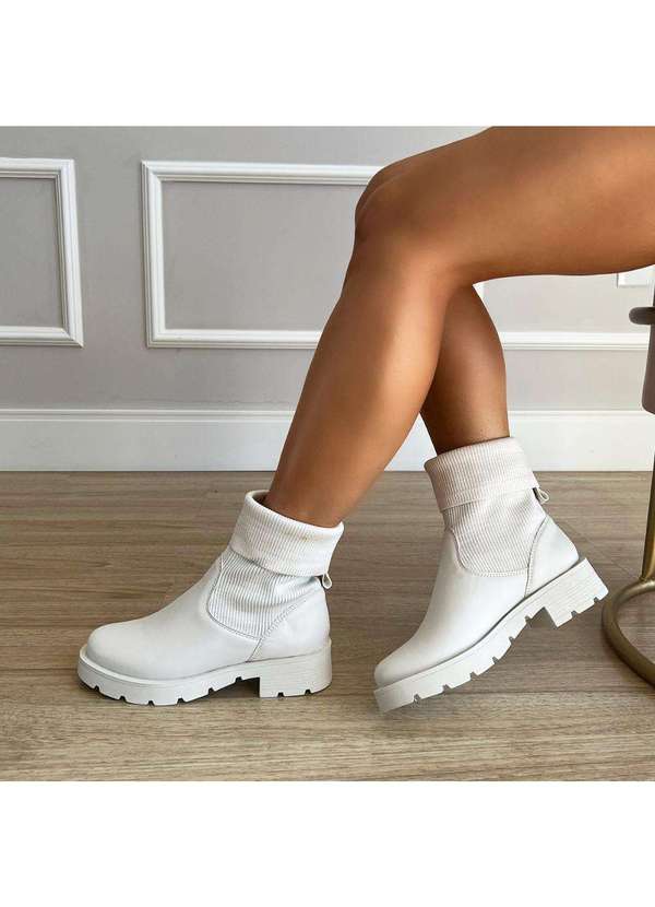 Damannu Shoes - Bota Meia Rochelle Off White Off White