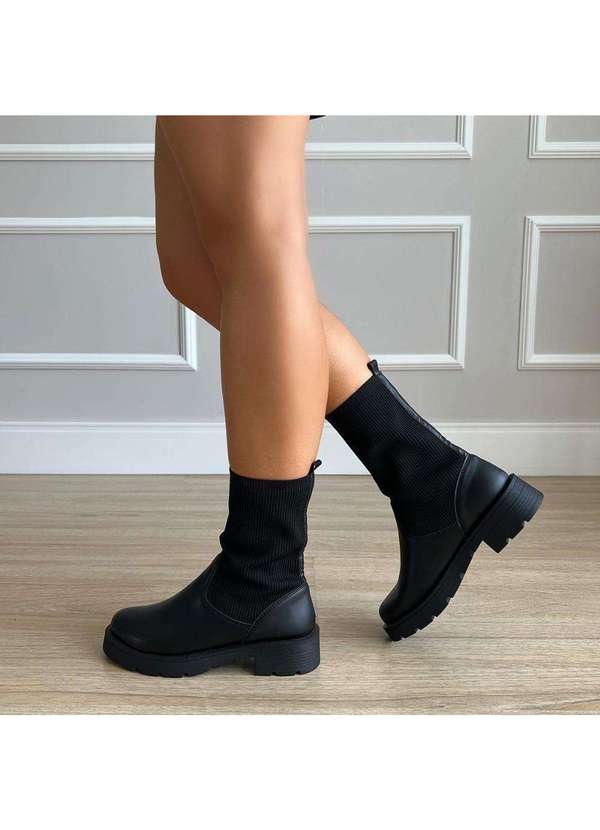 Damannu Shoes - Bota Meia Rochelle Preto Preto