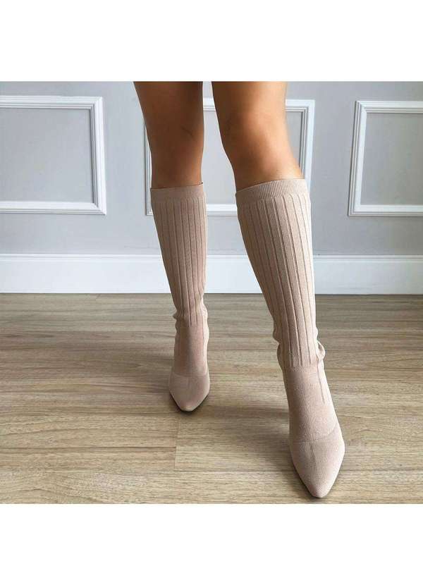 Damannu Shoes - Bota Meia Salto Bloco Josy Nude Nude 4