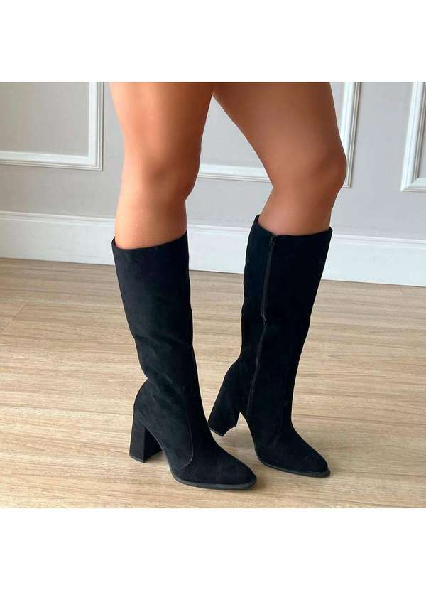 Damannu Shoes - Bota Salto Bloco Carol Suede Preto Preto 4