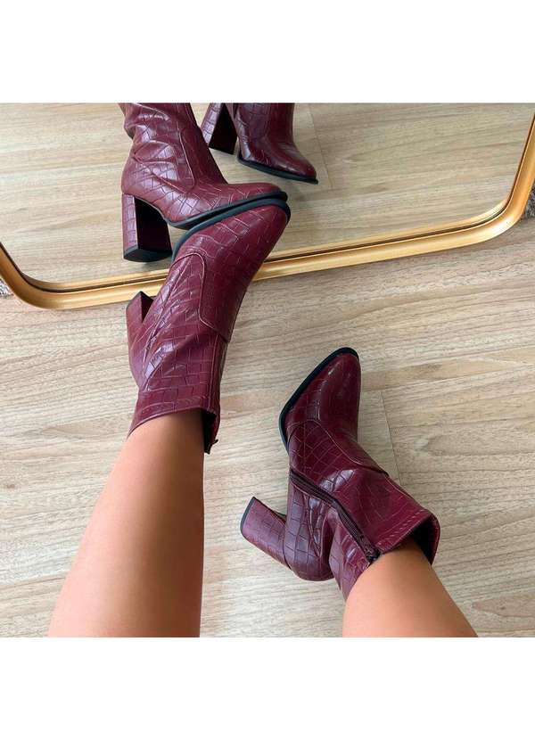 Damannu Shoes - Bota Salto Bloco Julia Bordô Bordô 2