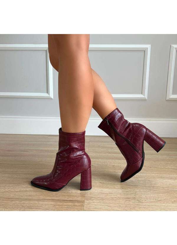 Damannu Shoes - Bota Salto Bloco Julia Bordô Bordô 4