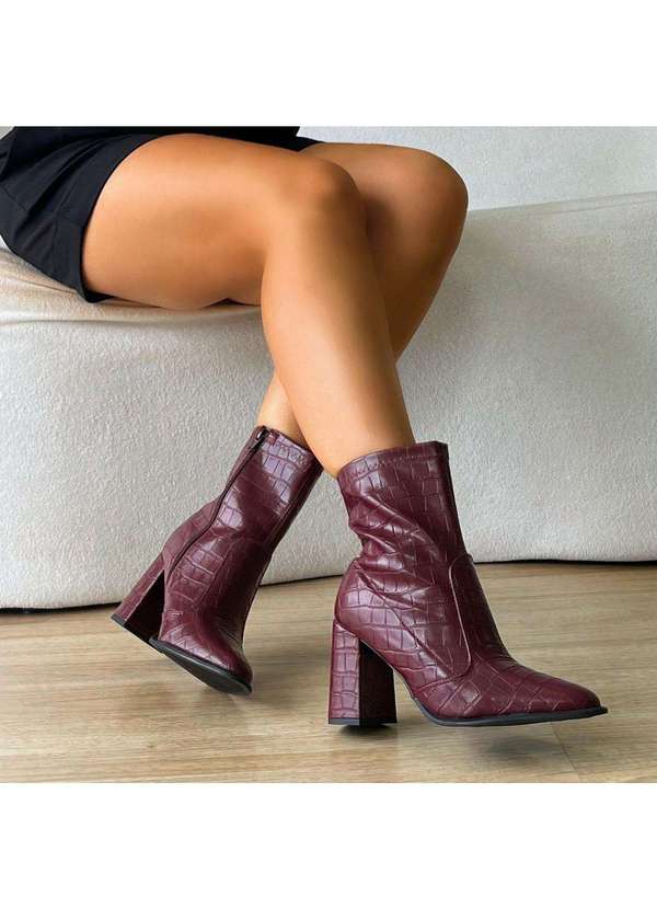 Damannu Shoes - Bota Salto Bloco Julia Bordô Bordô 5