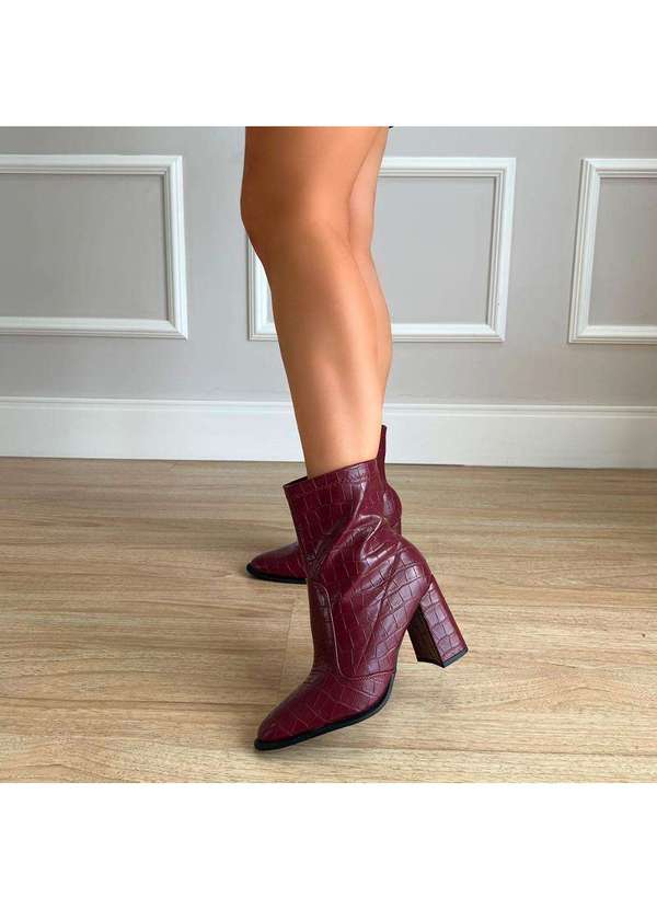 Damannu Shoes - Bota Salto Bloco Julia Bordô Bordô 8