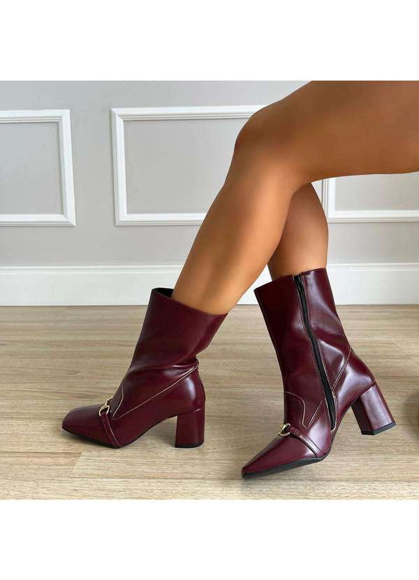 Damannu Shoes - Bota Salto Bloco Megan Bordô Bordô 2