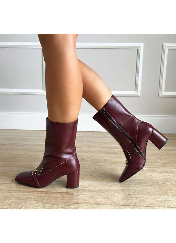Damannu Shoes - Bota Salto Bloco Megan Bordô Bordô 4