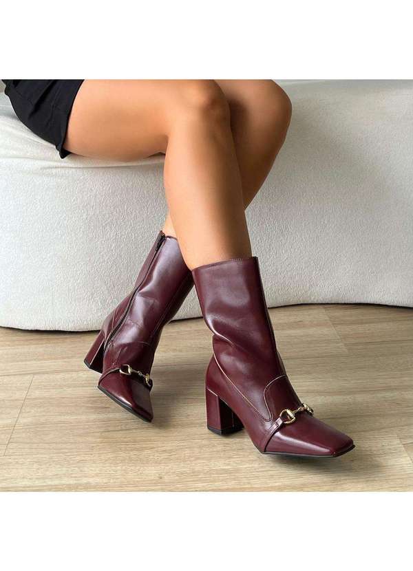 Damannu Shoes - Bota Salto Bloco Megan Bordô Bordô 5
