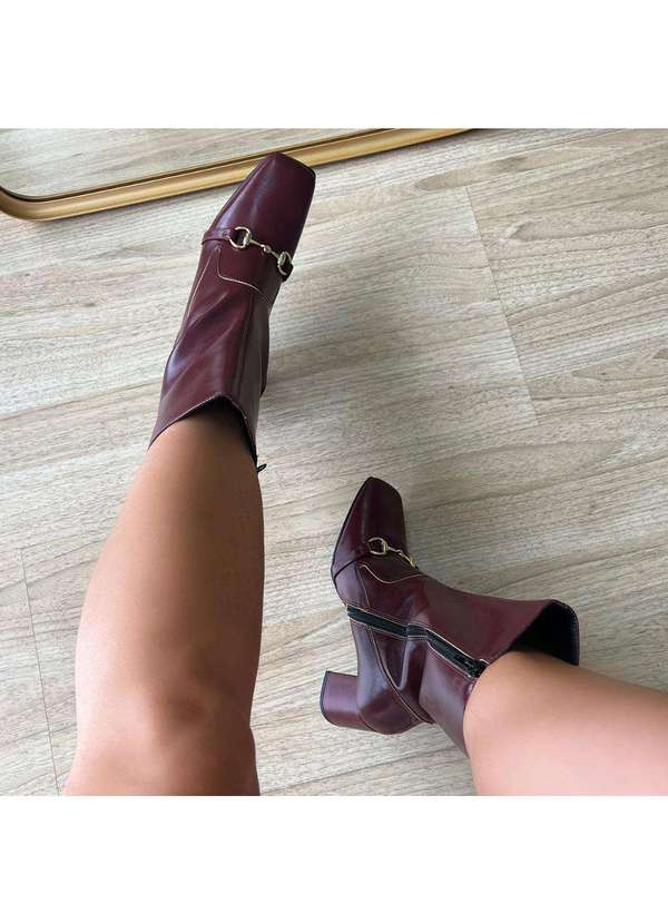 Damannu Shoes - Bota Salto Bloco Megan Bordô Bordô 6