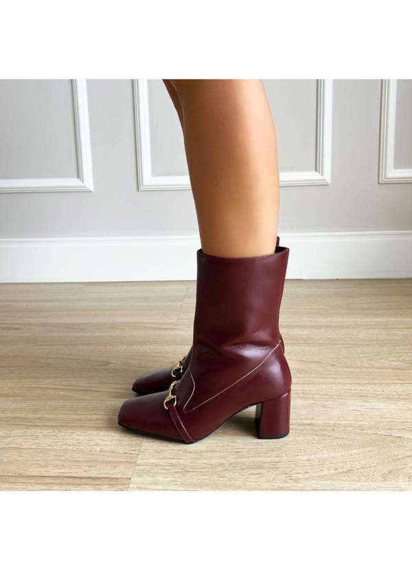 Damannu Shoes - Bota Salto Bloco Megan Bordô Bordô 8