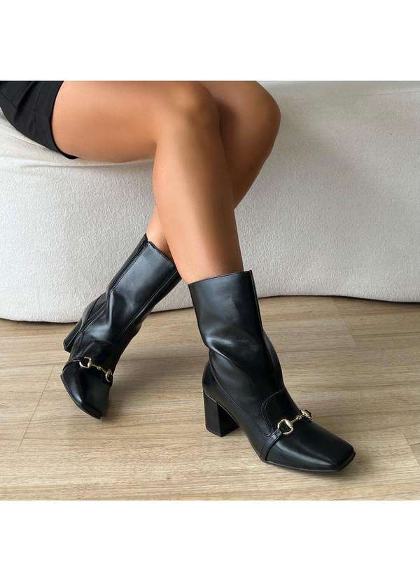 Damannu Shoes - Bota Salto Bloco Megan Preto Preto 5