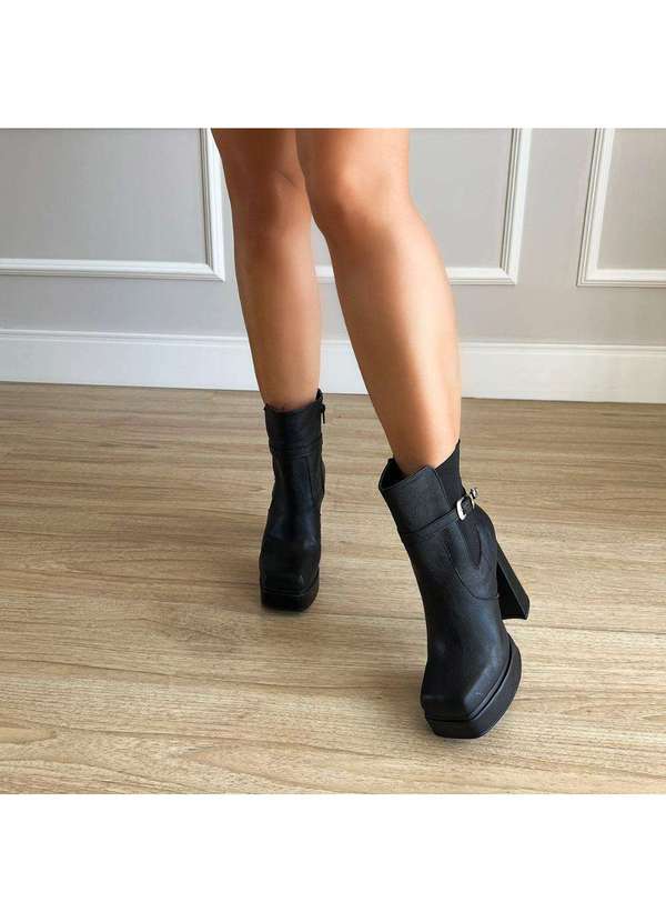 Bota Meia Pata Cano Curto Bota Feminina Cano Curto Salto Grosso