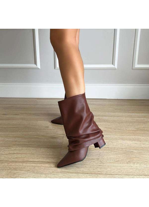 Damannu Shoes - Bota Slouchy Salto Bloco Luma Marrom Marrom 7