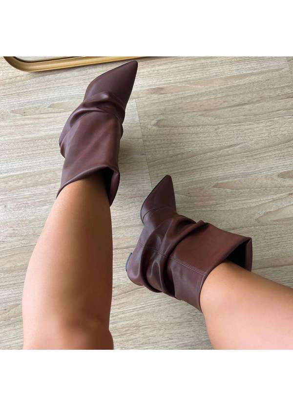 Damannu Shoes - Bota Slouchy Salto Bloco Luma Marrom Marrom 8