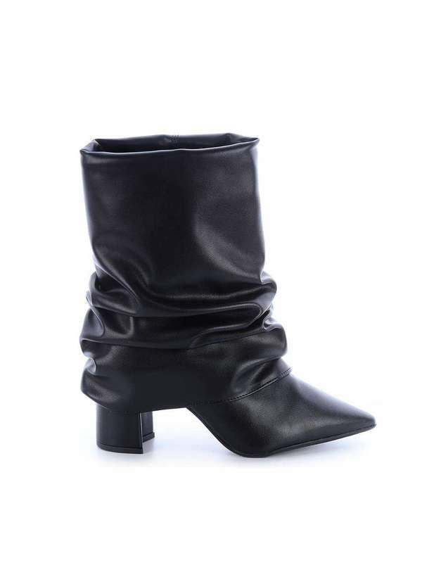 Damannu Shoes - Bota Slouchy Salto Bloco Luma Preto Preto