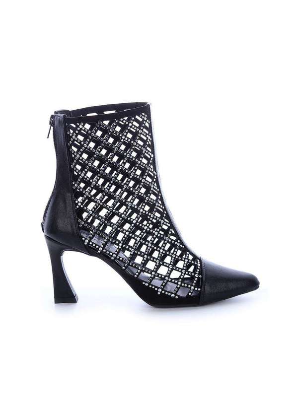 Damannu Shoes - Bota Vazada Strass Preto Preto