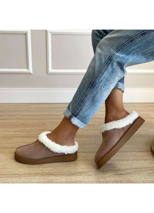 Damannu Shoes - Mule Slipper Pelos Bege Bege