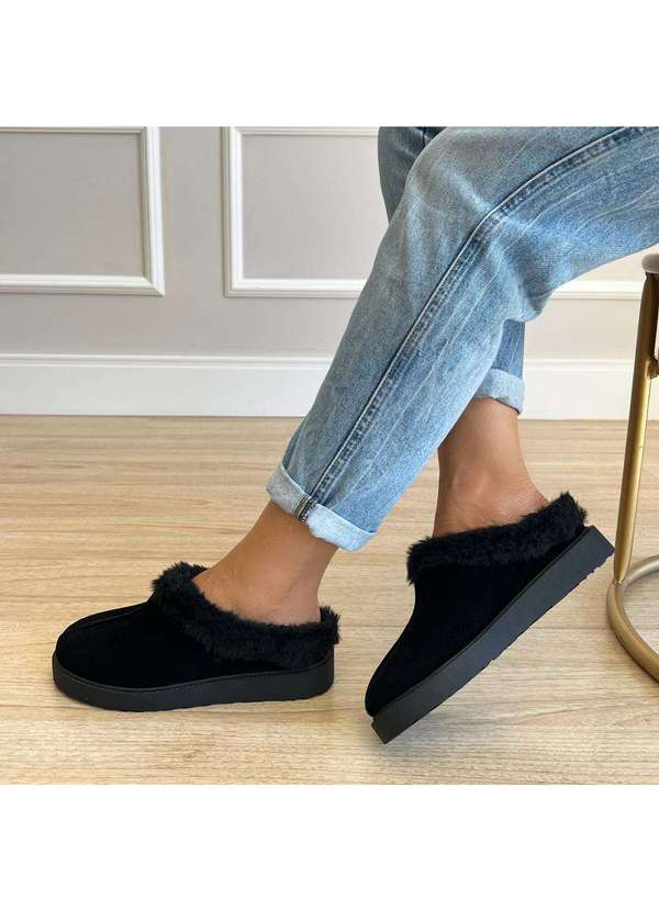 Damannu Shoes - Mule Slipper Pelos Preto Preto