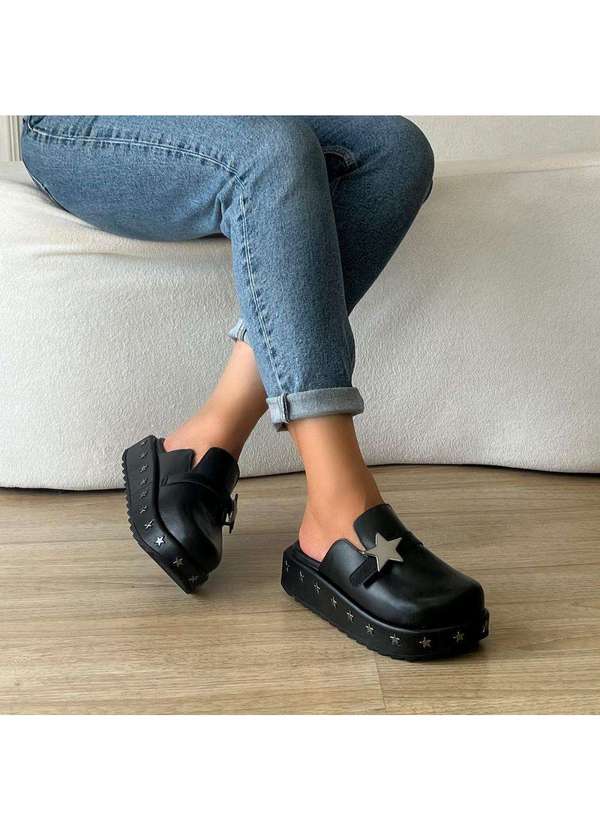 Damannu Shoes - Mule Clog Juju Estrelas Preto Preto 2
