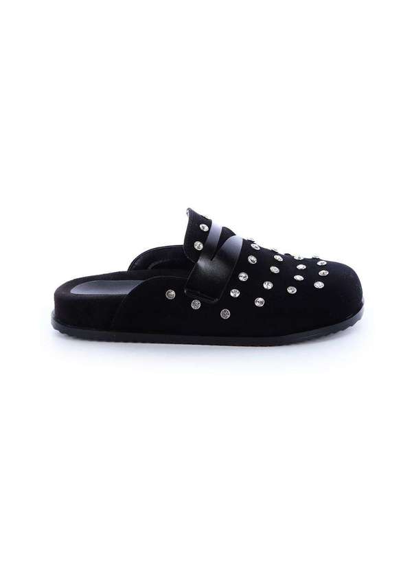 Damannu Shoes - Mule com Pedras Amora Camurça Preto Preto