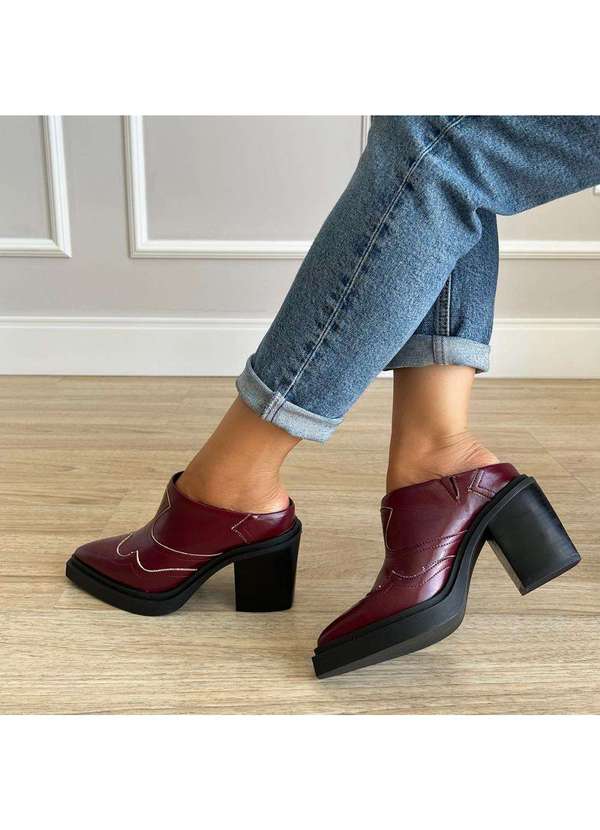 Damannu Shoes - Mule Salto Grosso Missy Bordô Bordô 2