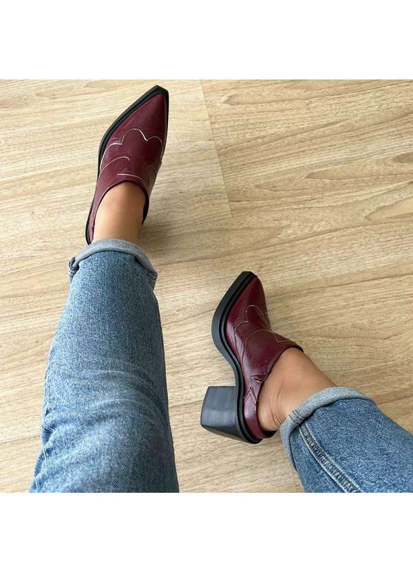 Damannu Shoes - Mule Salto Grosso Missy Bordô Bordô 4