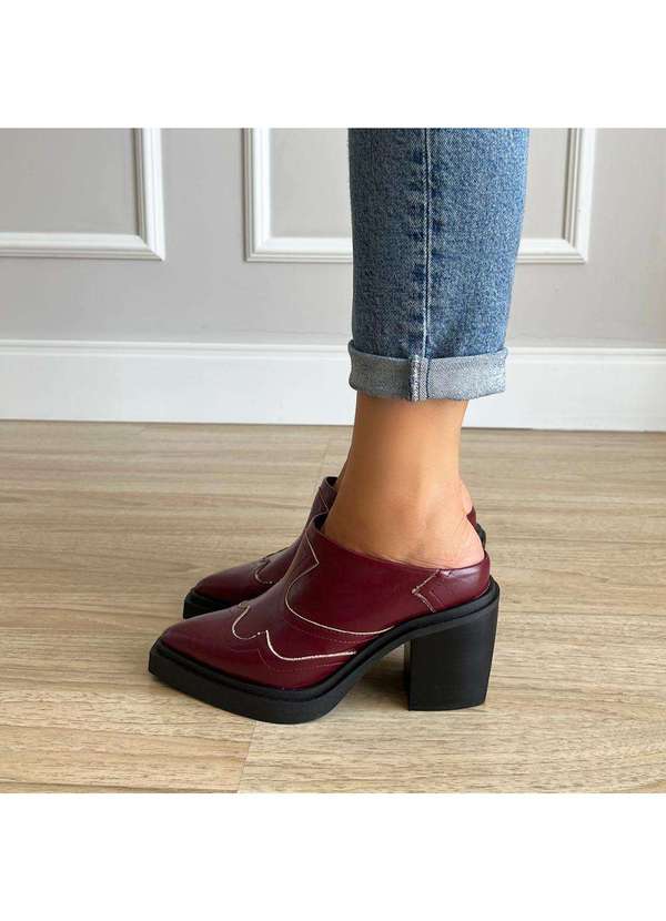Damannu Shoes - Mule Salto Grosso Missy Bordô Bordô 5