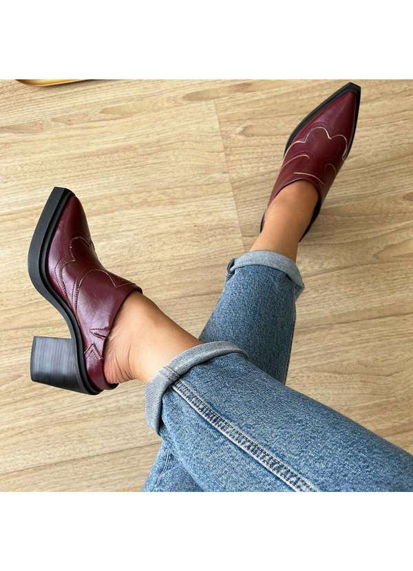 Damannu Shoes - Mule Salto Grosso Missy Bordô Bordô 6