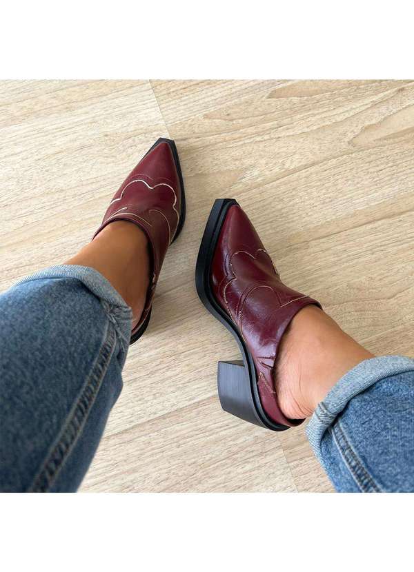 Damannu Shoes - Mule Salto Grosso Missy Bordô Bordô 7