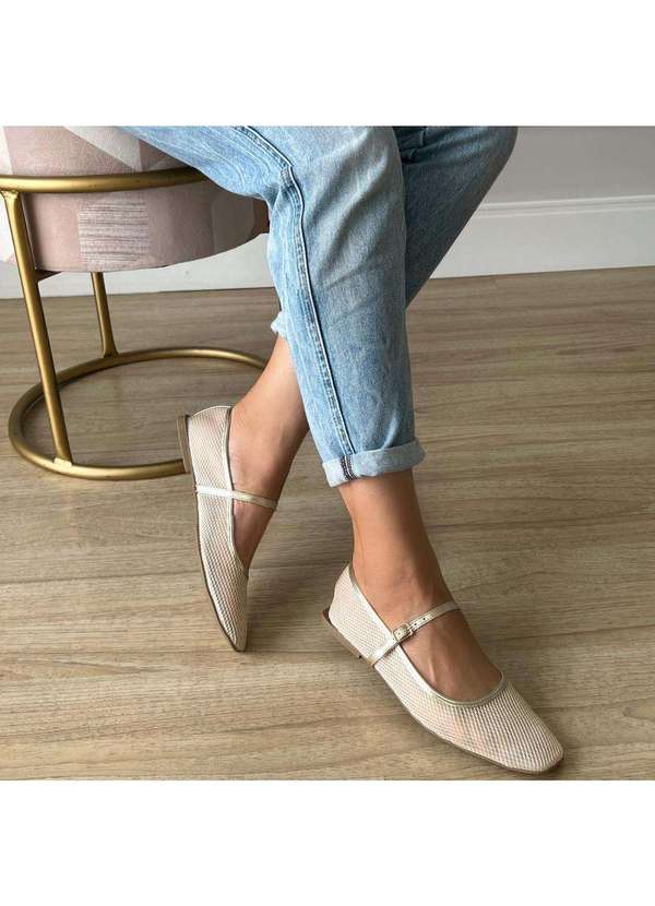 Damannu Shoes - Sapatilha Helena Tela Dourada Dourada 5