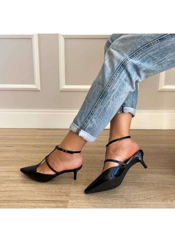 Damannu Shoes - Sapato Scarpin Slingback Lelê Preto Preto
