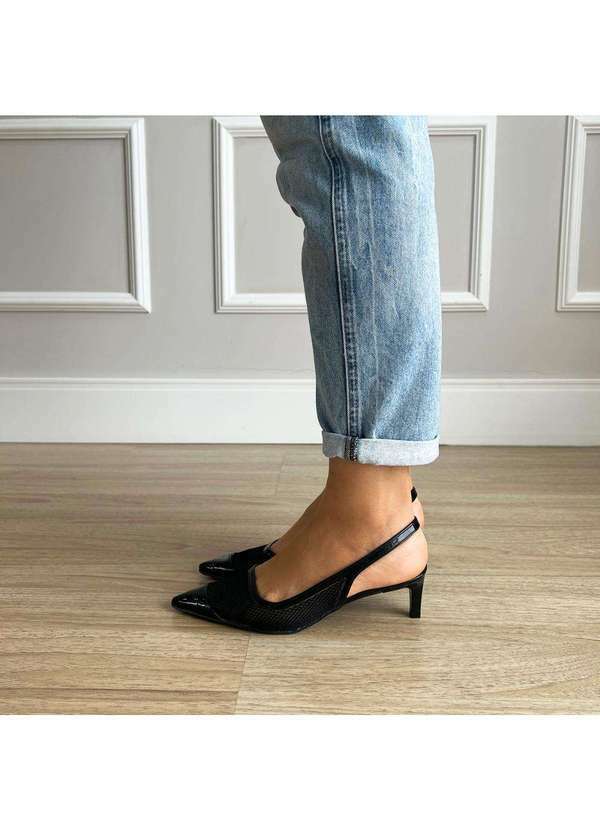 Damannu Shoes - Sapato Scarpin Tela Kate Preto Preto 4