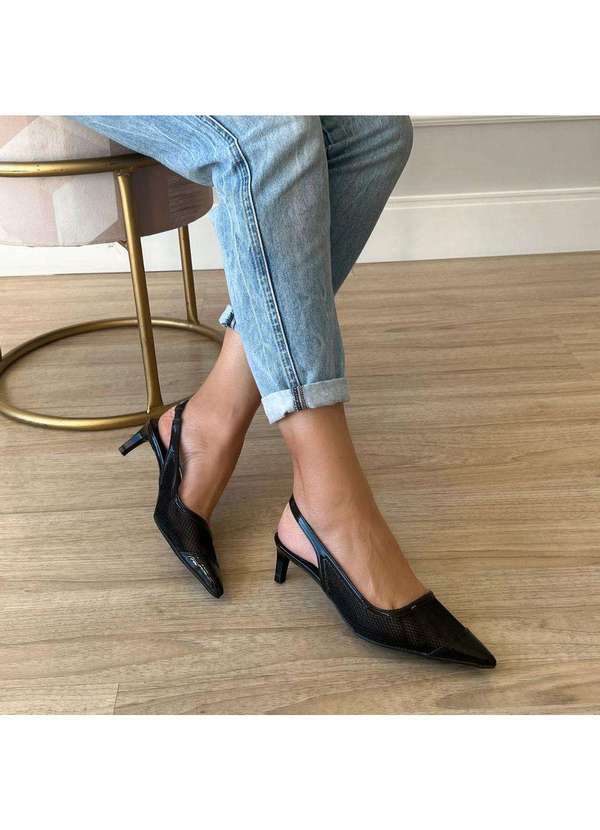 Damannu Shoes - Sapato Scarpin Tela Kate Preto Preto 5