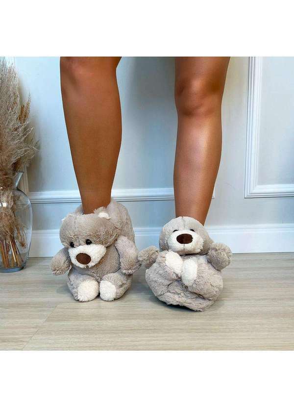 Damannu Shoes - Pantufa Ursinho Carinhoso Bege