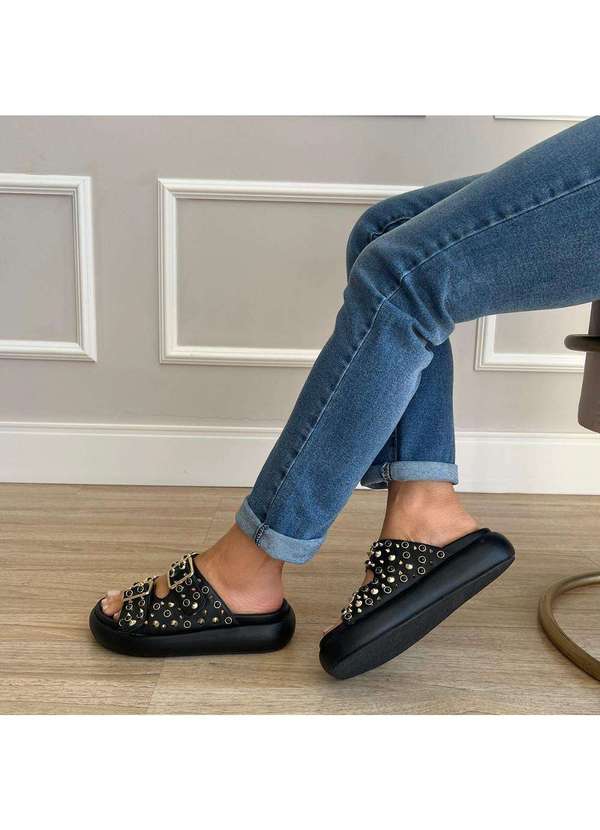 Damannu Shoes - Flat Kamila Spikes Preto Preto 1