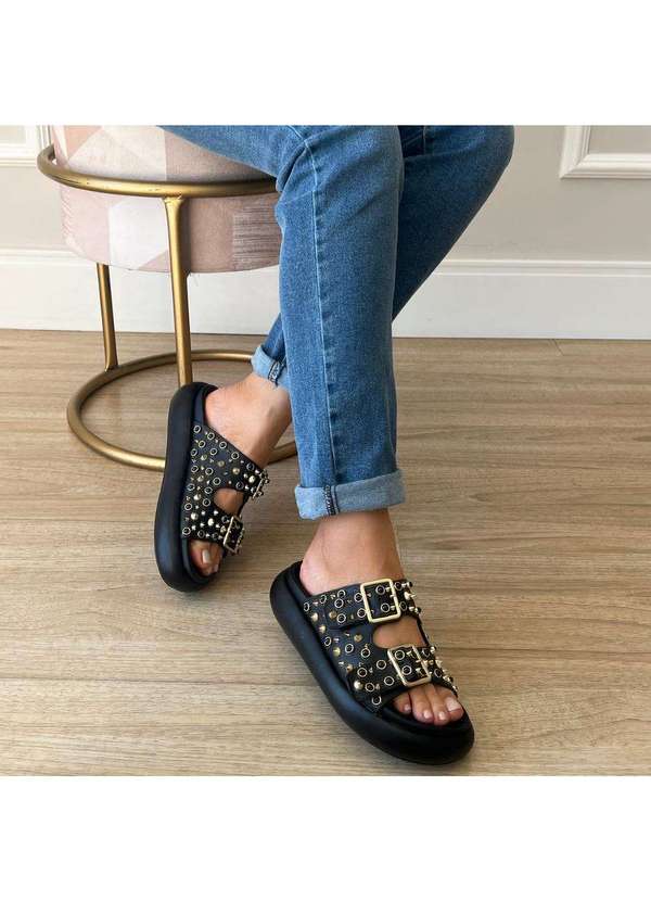 Damannu Shoes - Flat Kamila Spikes Preto Preto 7