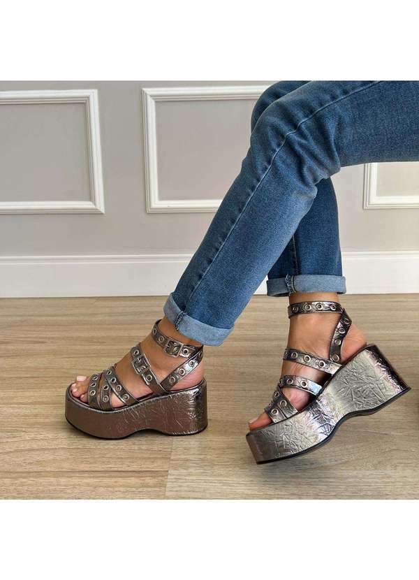 Damannu Shoes - Sandália Amber Ilhós Prata Prata