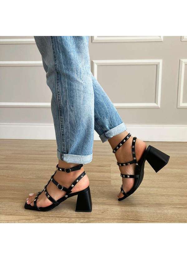 Damannu Shoes - Sandália Belly Tachas Preto Preto