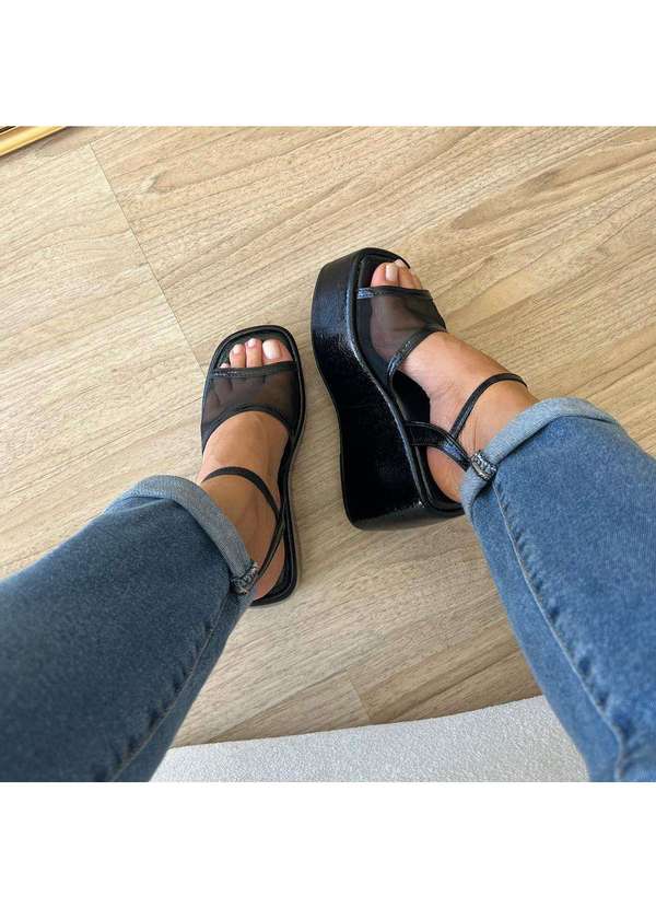 Damannu Shoes - Sandália Blair Tela Preto Preto 2