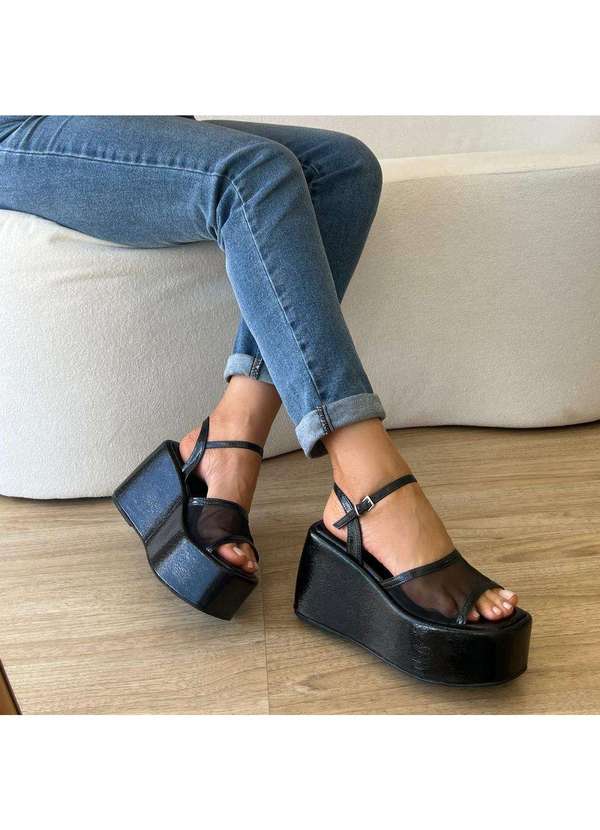 Damannu Shoes - Sandália Blair Tela Preto Preto 4