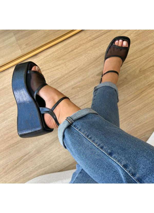 Damannu Shoes - Sandália Blair Tela Preto Preto 6