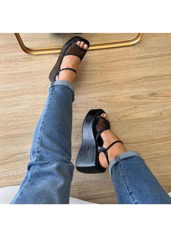 Damannu Shoes - Sandália Blair Tela Preto Preto 7