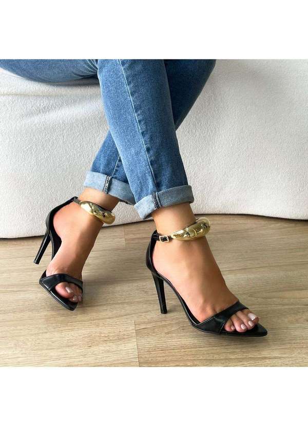 Damannu Shoes Sandália com Tornozeleira Naty Preto Preto