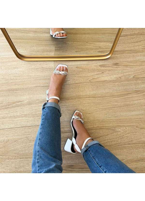Damannu Shoes - Sandália Holly Tira Metais Branco Branco 2