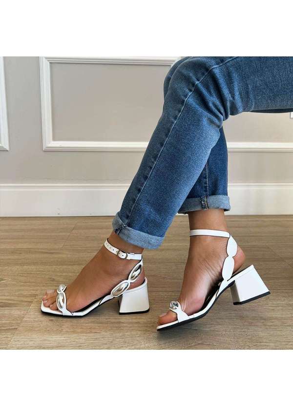 Damannu Shoes - Sandália Holly Tira Metais Branco Branco 6