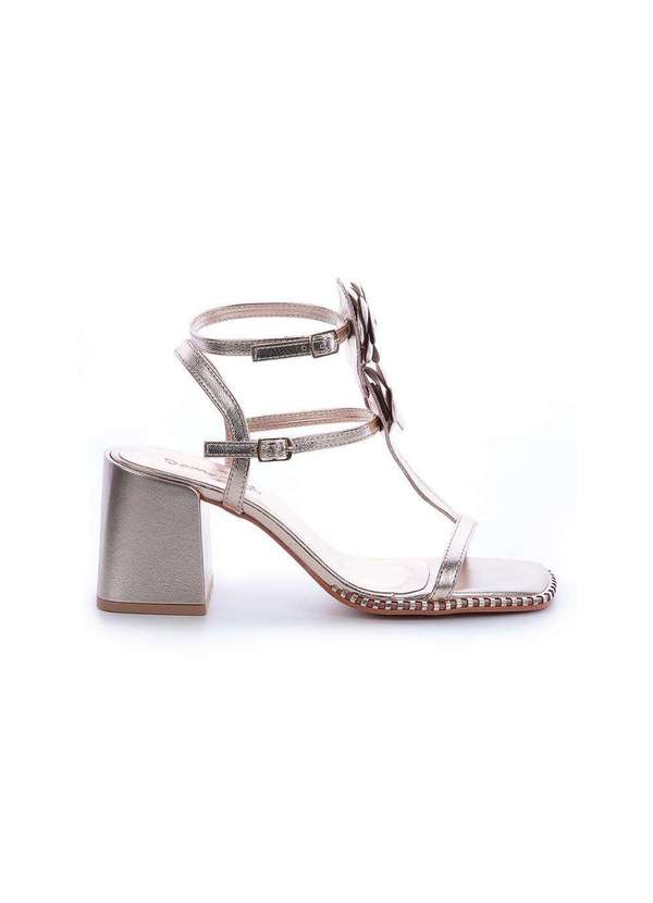 Damannu Shoes - Sandália Keila Flores Ouro Light Dourada