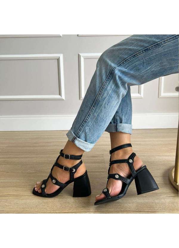 Damannu Shoes - Sandália Natalia Boho Chic Preto Preto