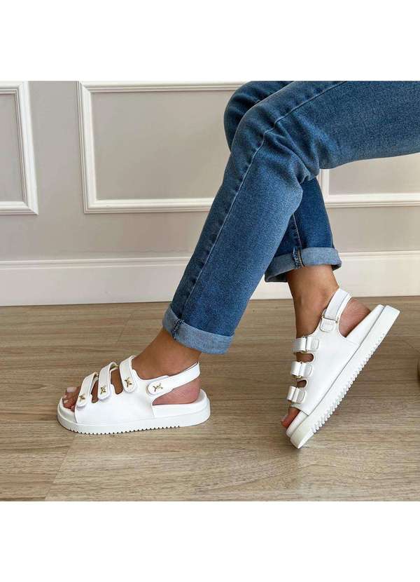 Damannu Shoes - Sandália Papete Nicole Branco Branco