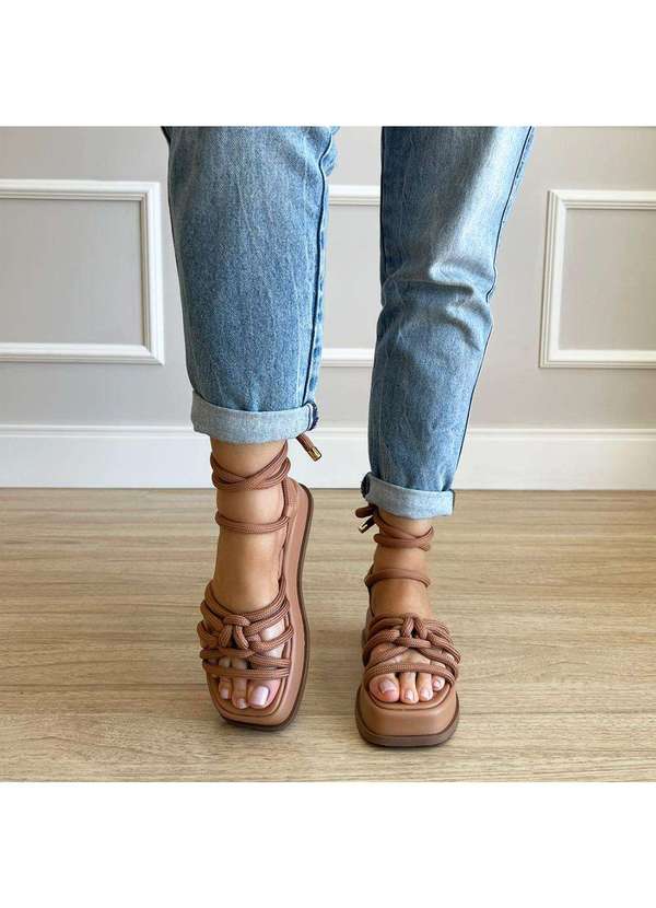 Damannu Shoes - Sandália Plataforma Corda Amanda Bege Bege