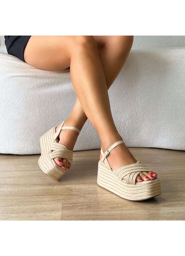 Damannu Shoes - Sandália Plataforma Corda Zaya Natural Bege 2